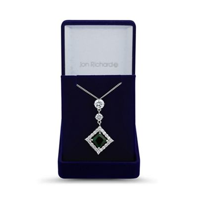 Green square drop necklace
